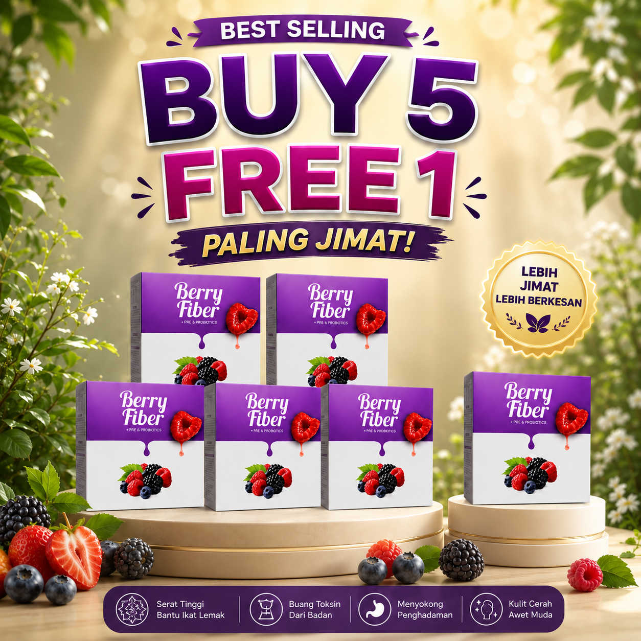 Set B Berry Fiber 5 kotak