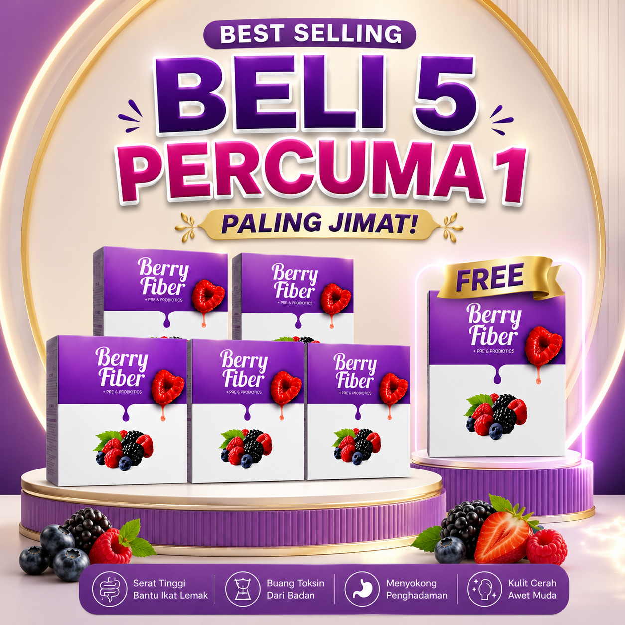 Beli 5 percuma 1 kotak Berry Fiber